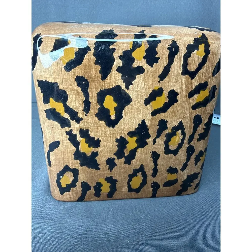 Y2K Cheetah Print Ceramic Tissue Holder Cover Safari Animal